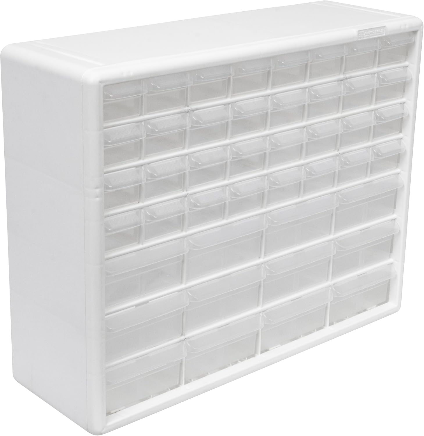 Akro-Mils 44-Drawer Plastic Drawer Storage Cabinet for Garage Organization, Bead Organizer, Building Bricks Storage, Teacher Toolbox, Makeup Organizer, 20" W x 6" D x 16" H, 10144 White
