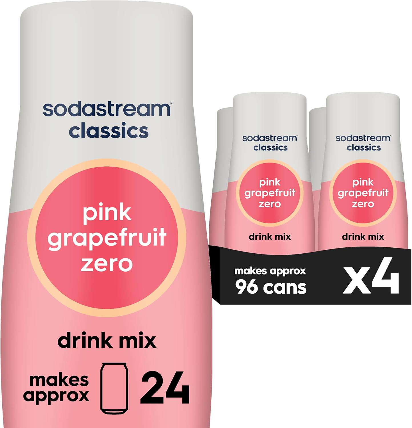 SodaStream Pink Grapefruit Zero Calorie, 14.8 Fl Oz (Pack of 4)