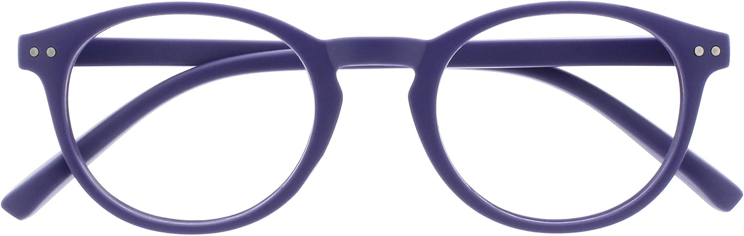 OPULIZE ZEN Reading glasses for Women Men,Scratch Resistant Round frame with Spring Hinges, Smooth Matte Purple +1 (Pack of 1)
