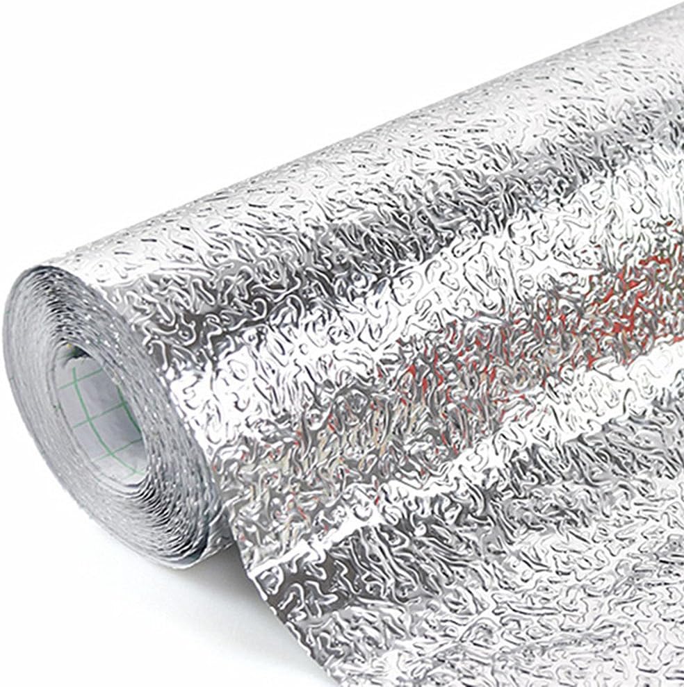 REDODECO Bestevers Kitchen Waterproof Aluminum foil Stickers Anti Greasy Counter Top Peel Stick Wall Decal, 15.8inch x 79inch