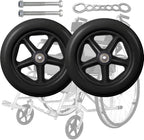 LIGUOYI 2 Pcs Wheelchair Front Caster, 8inch 7inch Solid Tires Front Wheel, Non-Slip & Anti-wear, with 5/16 Inch Bearing, 2-3/8" Hub Width, Casters Wheel Replacement for Walker Wheelchair