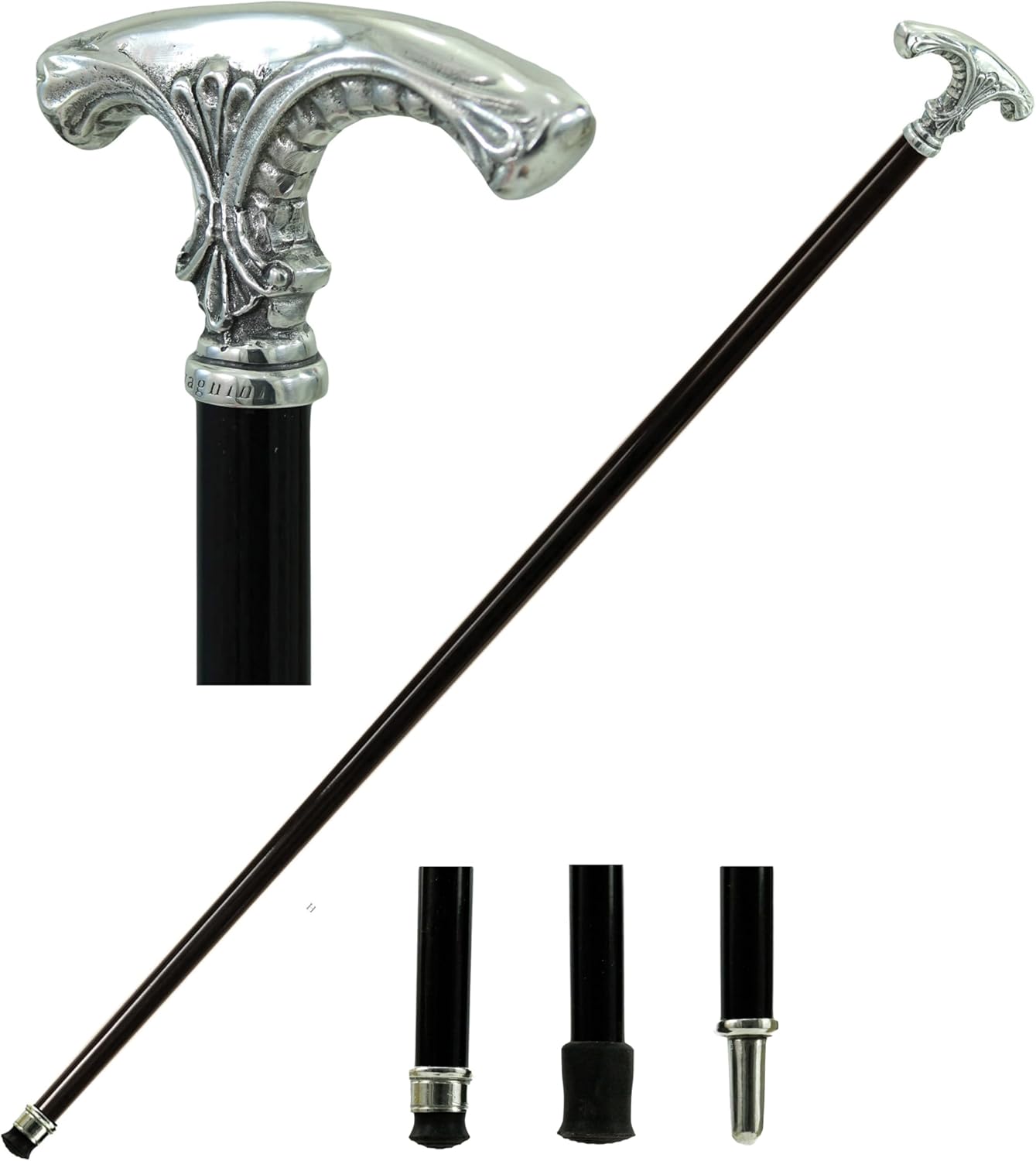Women’s Walking Cane – Elegant Handcrafted Wood Stick with Pure Pewter Handle – Personalized Italian Cane, Gift for Grandma or Mother, Christmas or Ceremony – Made in Italy