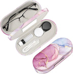 Fintie 2 in 1 Contact Lens Case and Eyeglasses Case, Double Sided Portable Eyeglasses Travel Holder with Built-in Mirror, Tweezer and Contact Lens Solution Bottle Included