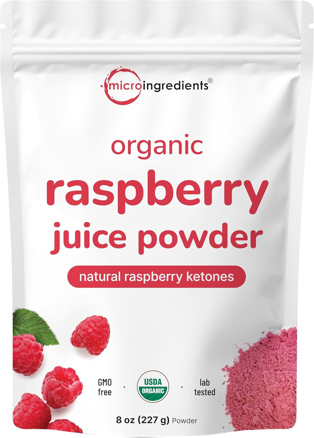 Organic Raspberry Juice powder, 8oz | 100% Natural Fruit Powder | Freeze-Dried Raspberries Source | No Sugar & Additives | Great Flavor for Drinks, Smoothie, & Beverages | Non-GMO & Vegan Friendly
