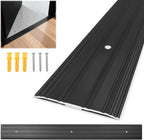 Aluminum Door Threshold - 36" L x 3" W Exterior Floor Transition Strip with Pre Drilled Holes and Expansion Screws, Non-Slip Fluted Saddle Flat Profile Threshold, Prevent Dust & Airflow, Black