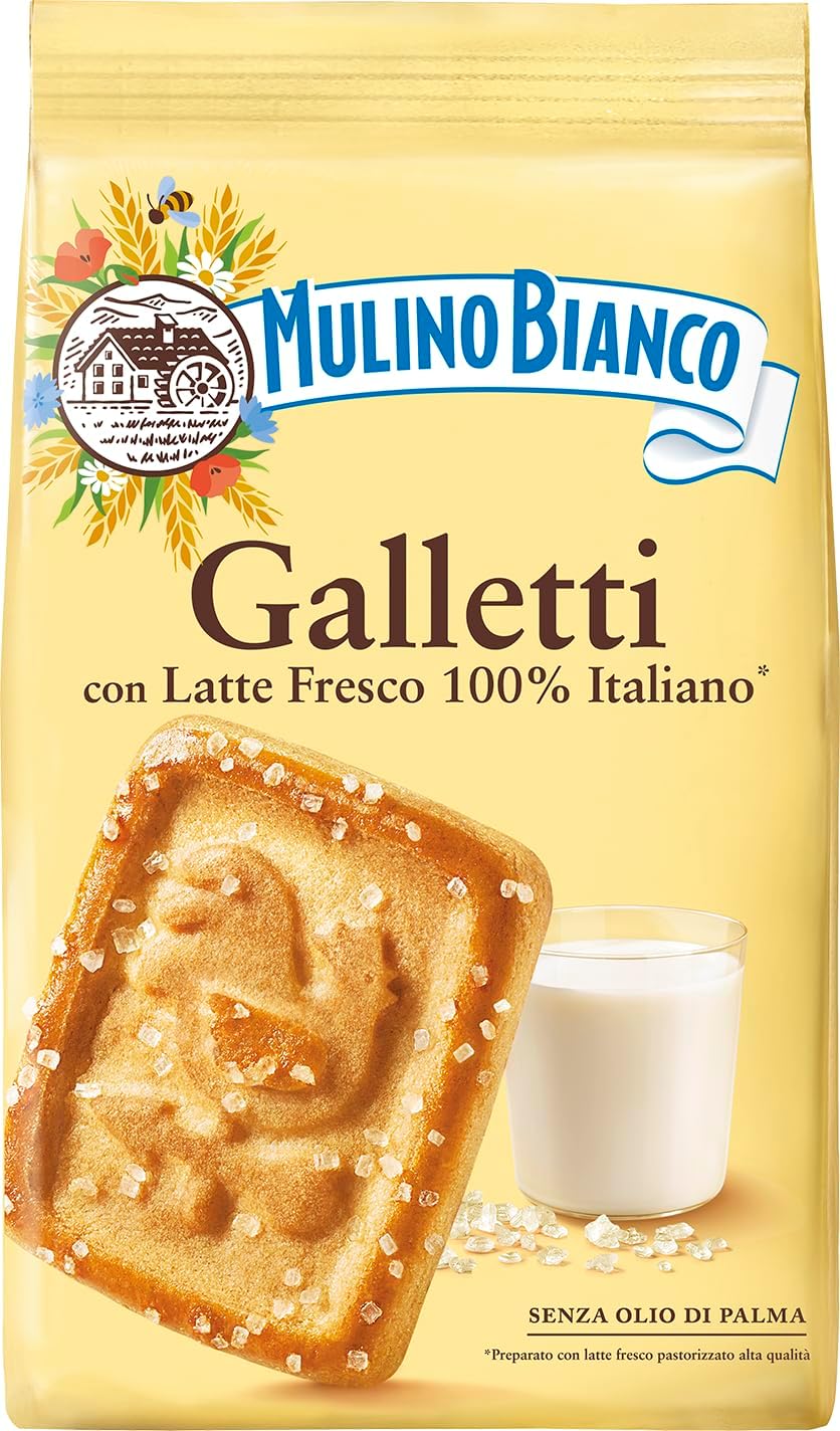 Mulino Bianco Galletti 12.35oz (350g) – Authentic Italian Breakfast Biscuits with Light Sweetness – Perfect with Coffee or Tea – Made with Natural Ingredients and No Palm Oil
