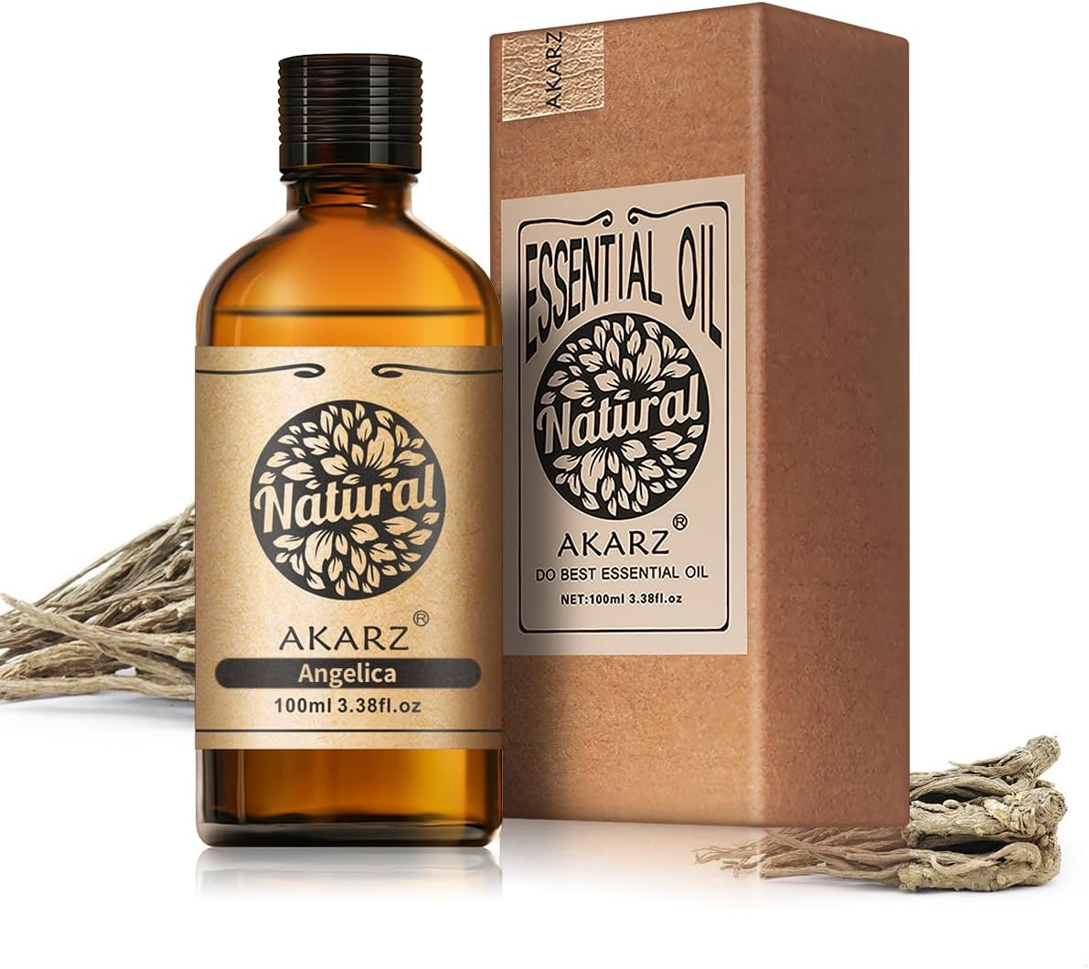 AKARZ 100ml Angelica Essential Oil Natural Angelica Oil Pure for Candle Making,DIY Skincare Products Massage,Home Spa Relaxation