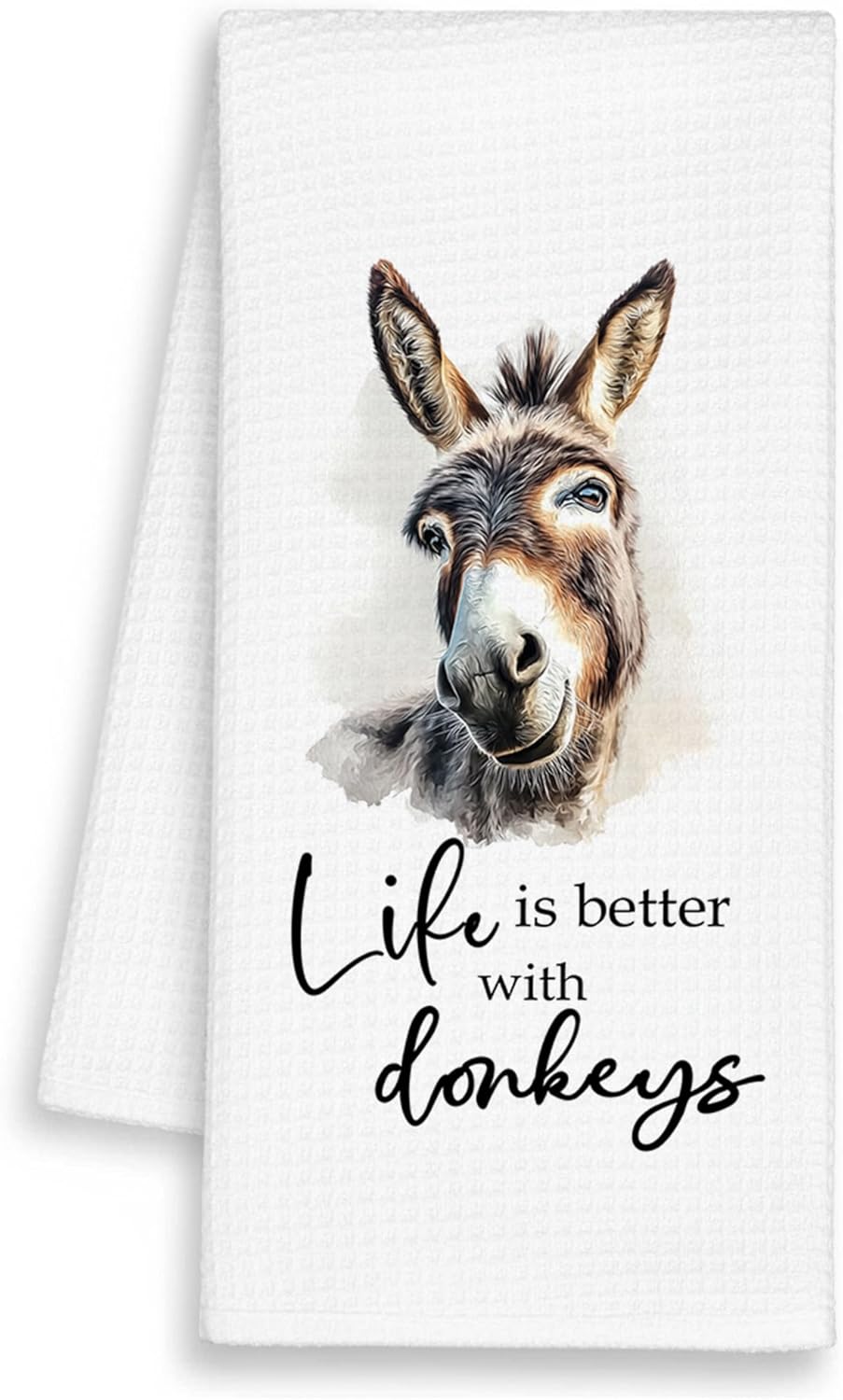 Donkey Kitchen Towels, Life is Better with Donkeys Decorative Dish Towels Gift for Bathroom Kitchen Farmer, Rustic Farmhouse Funny Hand Tea Bar Towel for Home Apartment Dorm Farm 16x24in