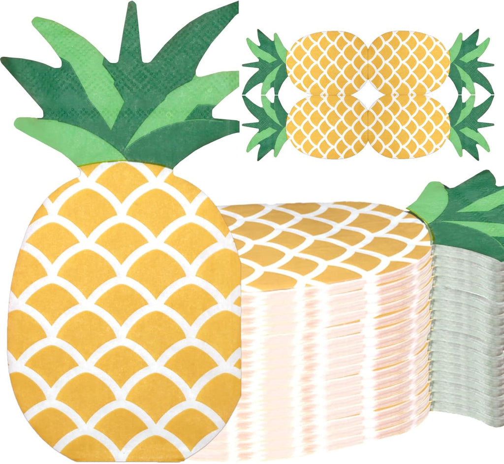 50 Pcs Pineapple Napkins 3.9 X 6.5 Inch Summer Party Napkin Disposable 2 Ply Pineapple Pattern Napkins for Summer
