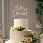 Personalized Mr & Mrs Wedding Cake Topper with Custom Bride and Groom's Last Name Cake Decoration in Wood