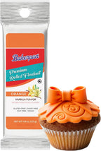 Bakerpan Premium Rolled Orange Fondant for Cake Decorating, Vanilla Flavor - 4.4 Ounces (Made in USA)