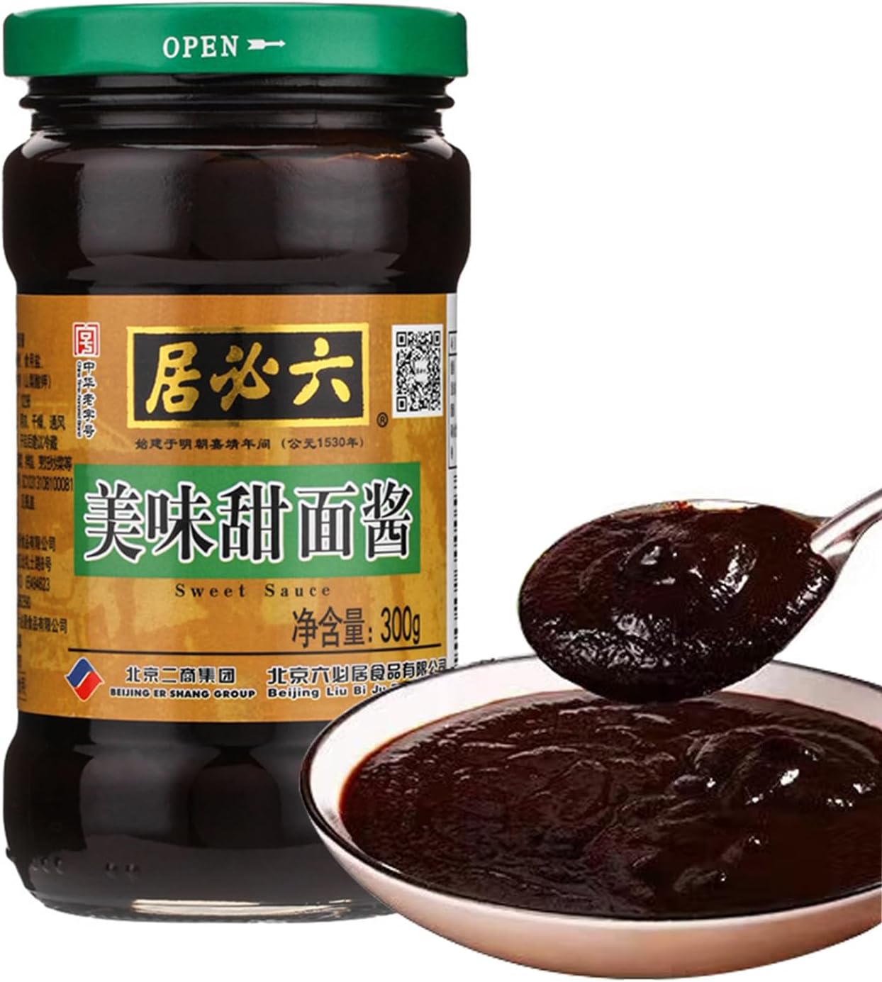 JLecker Sweet Bean Sauce Tianmian Sauce, Chinese Special Sweet Flour Sauce, Vegetarian Sweet Wheat Paste, Tian Mian Jiang, 甜面酱, 300g/10.58oz (1 Bottle)