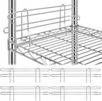 4 Pcs Chrome Wire Shelf Ledge 18" L x 4" H Wire Shelving Side Ledge Metal Shelves Accessories Pantry and Garage Storage (Silver)