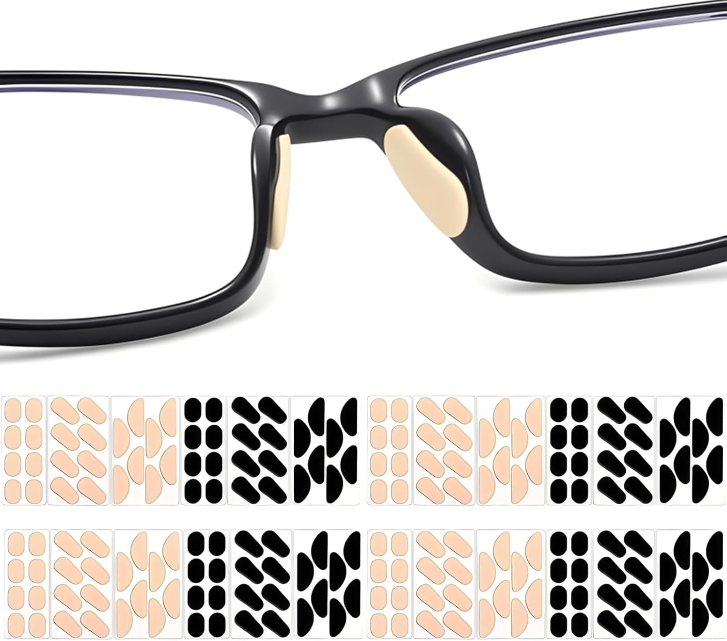 EVA Foam Nose Pads for Glasses,96 Pairs Non-Slip Glasses Nose Pad Cushion,Soft NosePads for Eyeglasses,Hypoallergenic and Lightweight.(Skin Styles)