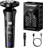 TRANSFORMERS Electric Shavers for Men, 3D Floating Cutter Electric Razor, 1200mAh Battery, LED Display, IPX7 Waterproof,Beard Trimmer for Sensitive Skin, Pop-up Pruner Razors for Men
