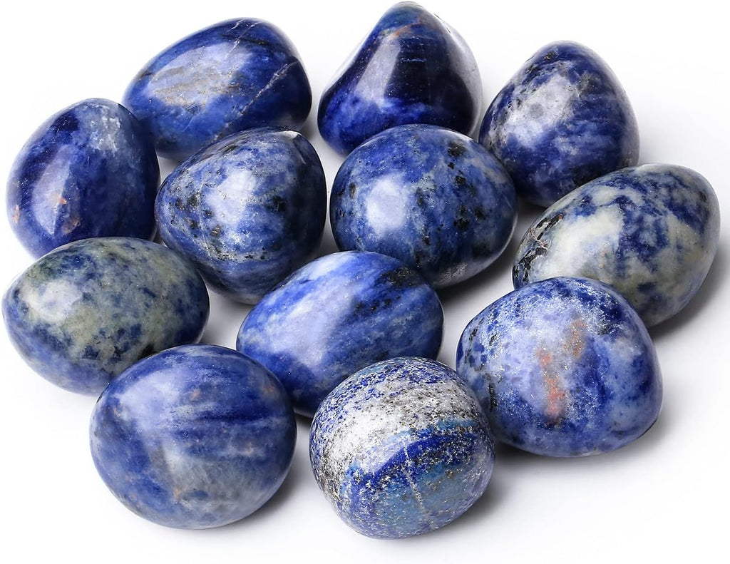 DUQGUHO Blue Sodalite Natural Healing Crystals Stones Set Polished Tumbled Irregular Pebble Stones Rocks 0.45 lbs