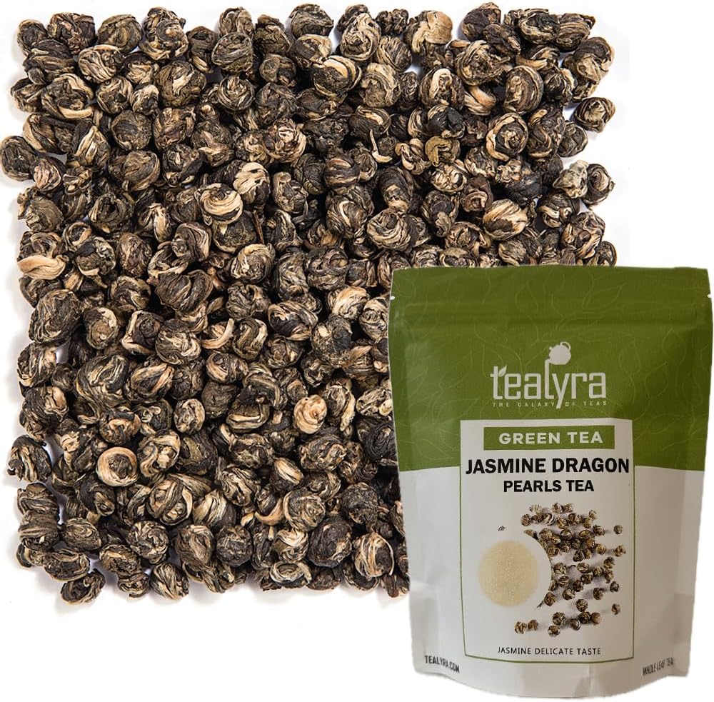 Tealyra - Imperial Jasmine Dragon Pearls - 8-Ounce - Green Tea Loose Leaf - Premium Jasmine Green Tea with Pleasant Aroma - 220 Gram
