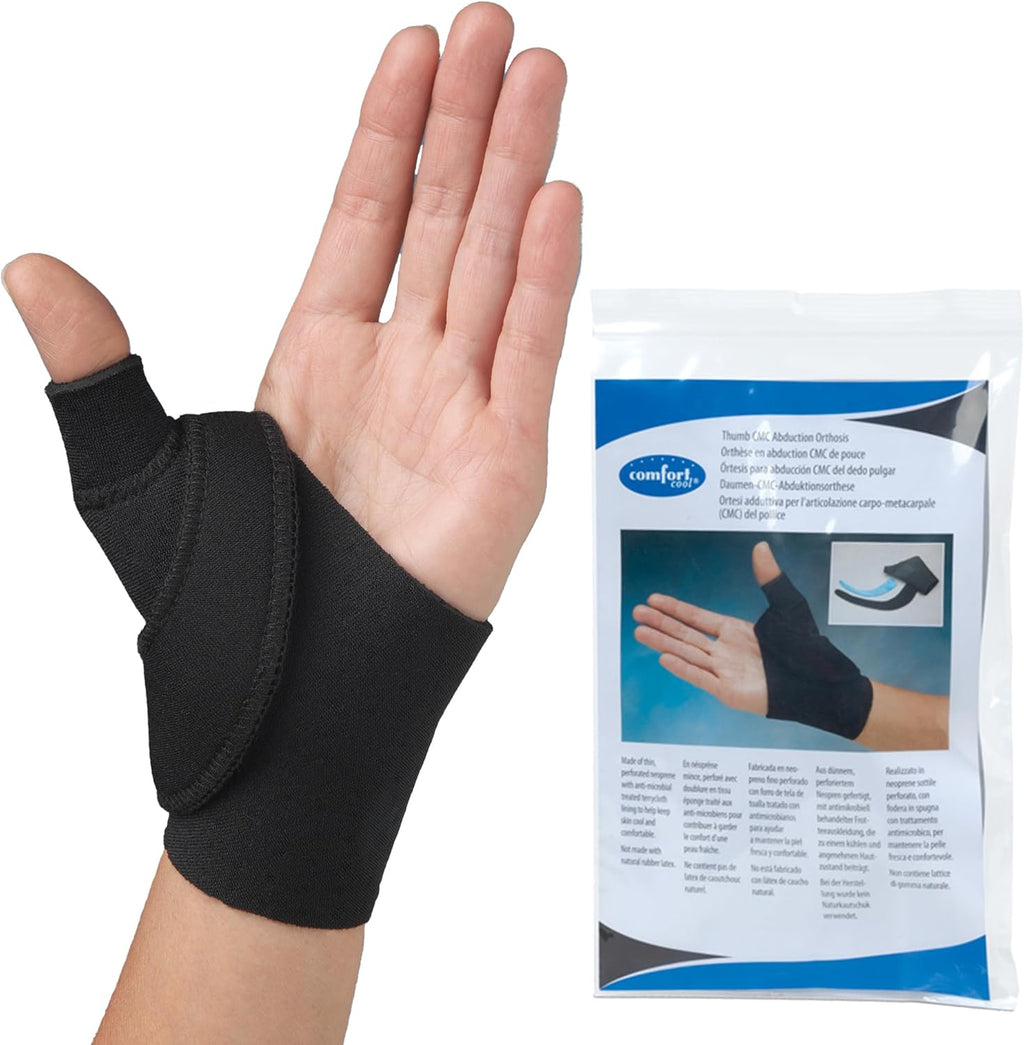 Comfort Cool Thumb CMC Abduction Splint, Medium, Left Hand, Thumb Brace for CMC Joint Support, Moldable Thumb Wrap, Supports Without Limiting Finger Movement, Lightweight & Washable
