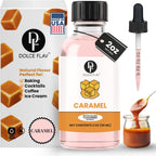 Dolce Flav Natural Caramel Extract - 2 Ounce Water-Soluble Multipurpose Flavoring Ideal for Baked Goods, Beverages, Coffee, Desserts & Ice Cream - Perfect Kitchen Gift for Holidays