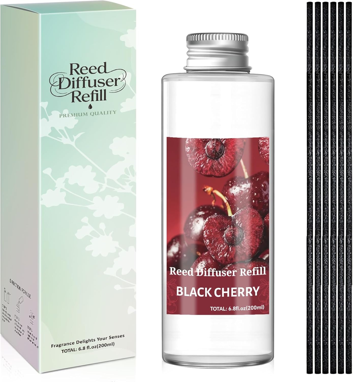 SCENTORINI Reed Diffuser Oil Refill, Black Cherry Essential Oil 6.76 Fl Oz, Natural Long Lasting Aromatherapy Fragrance Oil for Home Bedroom Bathroom Office Spa Air Freshener Home Decor