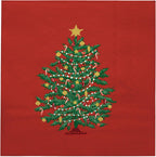LeZakaa 50Pcs Christmas Tree Paper Napkins, Red Classic Evergreen Tree Design, 3-Ply Dinner Napkins Square Disposable Guest Paper for Christmas Party Dinner Table Décor, 6.5 x 6.5 In