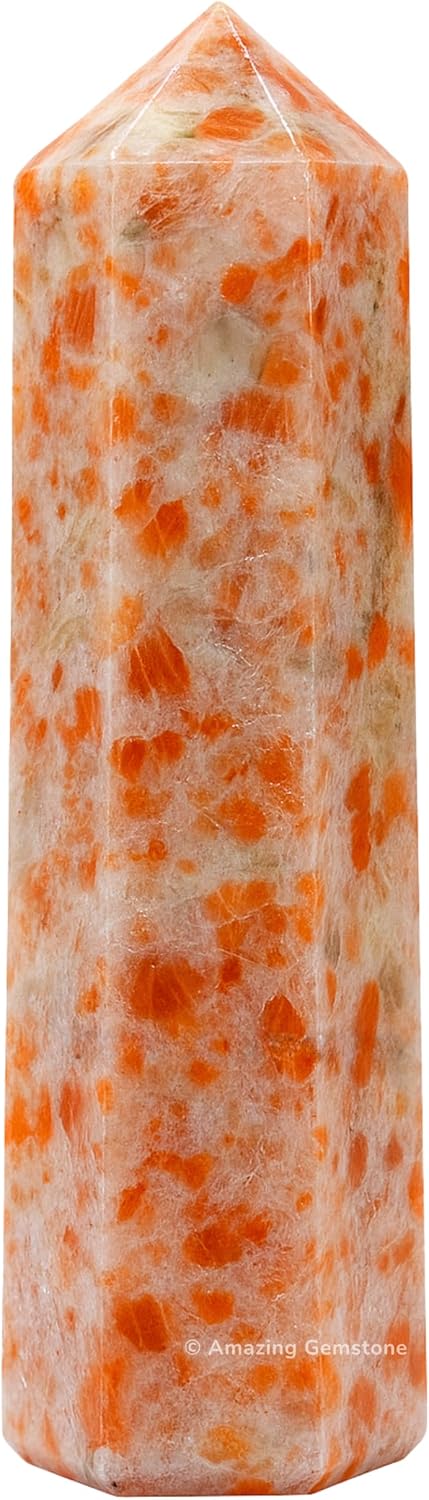 Amazing Gemstone Large Sunstone Crystal Towers ~ Natural Healing Crystal Point Obelisk for Reiki Healing and Crystal Grid (5.5 to 6 INCH)