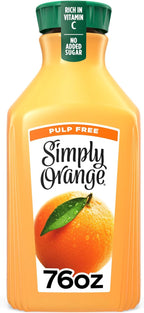 Simply Orange Pulp Free Orange Juice, 76 fl oz