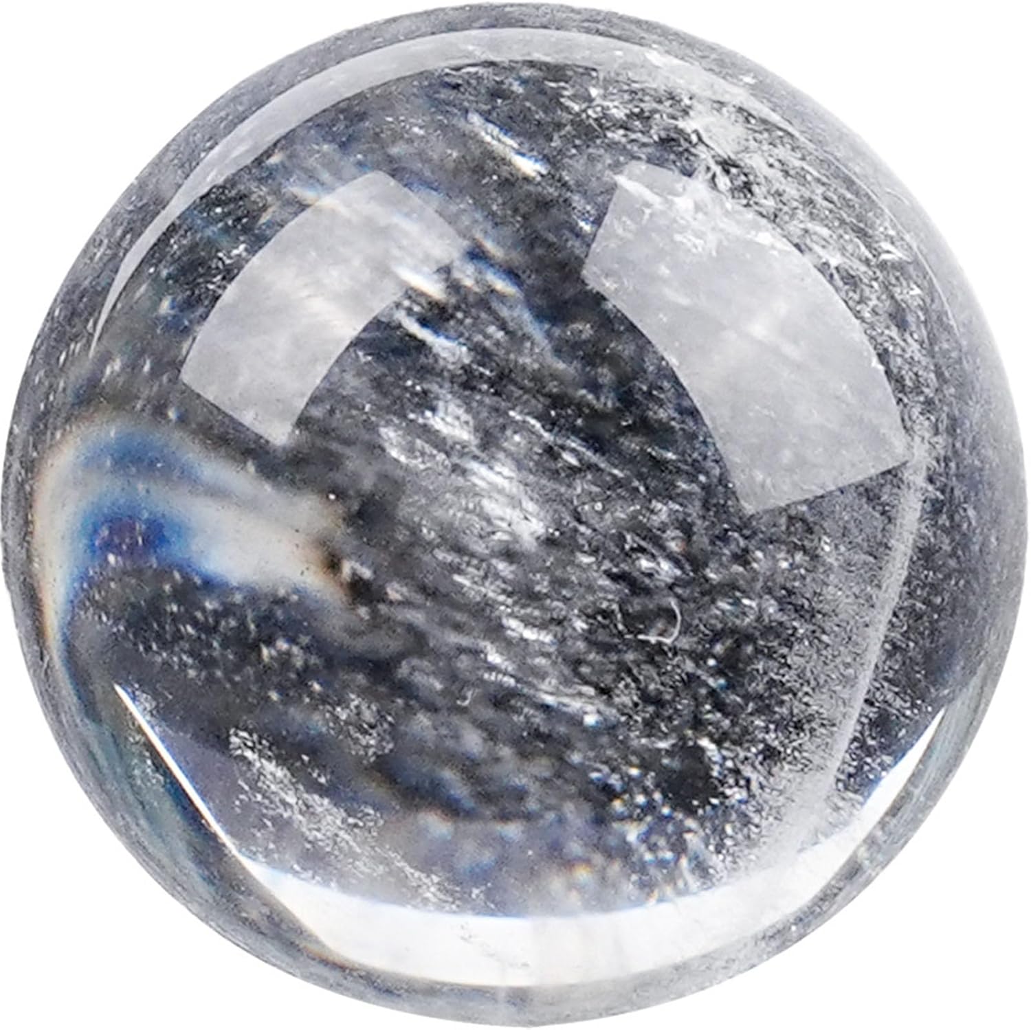 Smelting Clear Crystal Ball, White Quartz Crystal Sphere for Home Office Decor, Fengshui Balls Ornaments with Stand for Witchcraft Orbs,8cm/3.14in