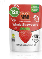 Pol's Fresh Freeze Dried Strawberries Whole, Single Ingredient, No Sugar Added, 12 Pack (0.53 oz Each) - Crispy Crunchy Healthy Fruit Snacks for Cereal, Yogurt & Smoothies, Gluten Free, Vegan, Kosher