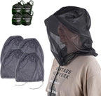 4 Pack Mosquito Head Net Mesh Bug Net for Head - Fits Over Hats Insect Shield Face Cover Mask, Breathable Fine Mesh for Fishing Hiking Camping Gardening Men Women (Black)