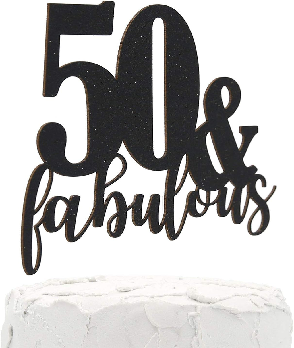 50th Birthday - 50 & fabulous - Double Sided Black Glitter - Premium quality Made in USA