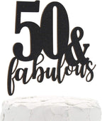 50th Birthday - 50 & fabulous - Double Sided Black Glitter - Premium quality Made in USA