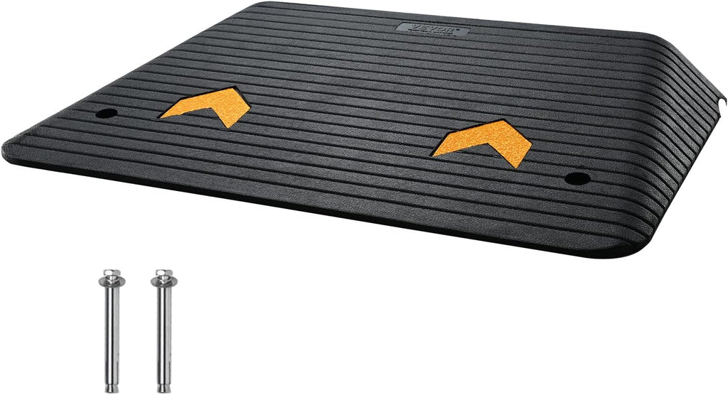 VEVOR 4" Rise Rubber Threshold Ramp, 35.5" Wide Wheelchair Ramp Doorway, Natural Curb Ramp, 33069Lbs Load Capacity, Non-Slip Textured Surface Rubber Curb Ramp for Wheelchair and Scooter