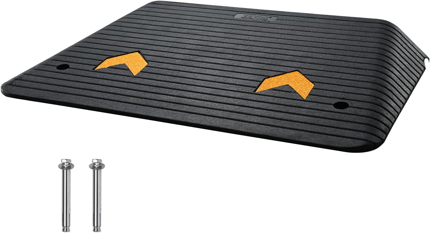 VEVOR 4" Rise Rubber Threshold Ramp, 35.5" Wide Wheelchair Ramp Doorway, Natural Curb Ramp, 33069Lbs Load Capacity, Non-Slip Textured Surface Rubber Curb Ramp for Wheelchair and Scooter