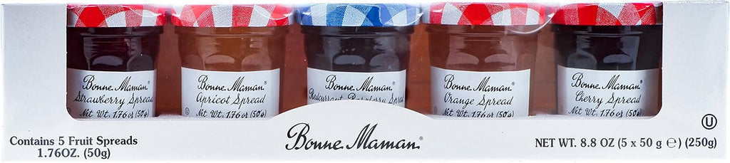 Bonne Maman Preserves Sampler Variety Pack (Apricot, Cherry, Orange, Red Currant, Strawberry), 1.76 Ounce Jars (Pack of 5)