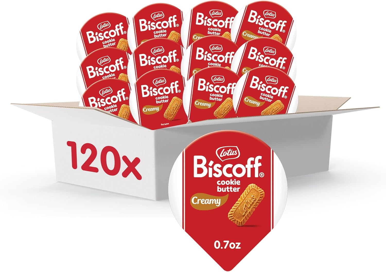 Lotus Biscoff, Cookie Butter Spread Cups, Creamy, non GMO + Vegan, 0.7 oz, Pack of 120