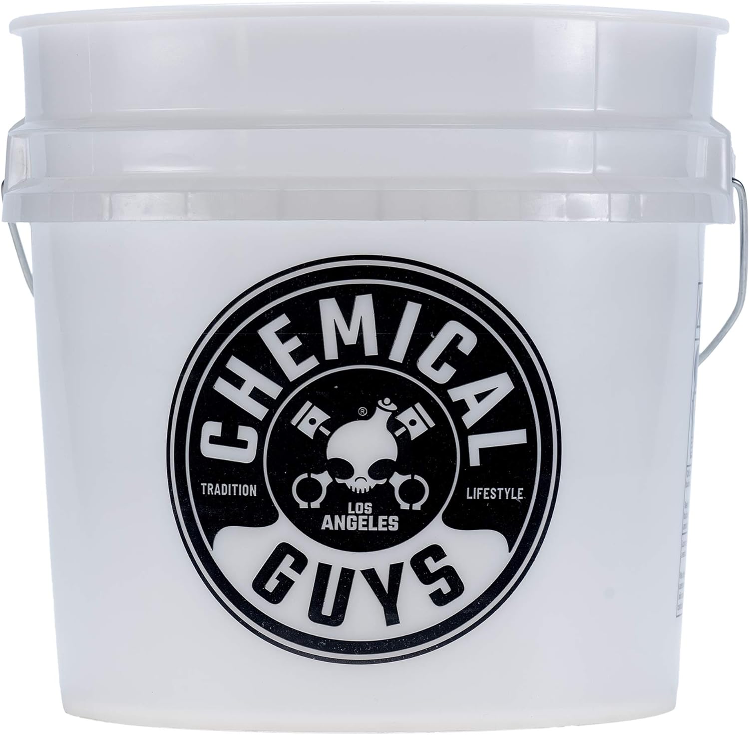 Chemical Guys Heavy Duty Detailing Bucket with Logo - 4.5 Gallon Semi Transparent Car Wash Bucket for Car Soap, Mitts, Grit Guards & Accessories, Durable Construction, Trucks & SUVs