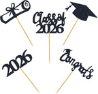 30 PCS Graduation Cupcake Toppers 2026 Diploma Grad Cap Cake Toppers Food Picks for Party Supplies and Graduation Party Favors 5 Styles