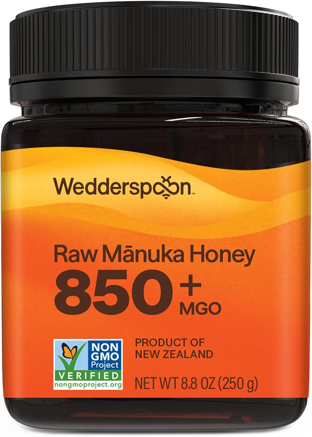 Wedderspoon Raw Manuka Honey 850+ MGO, 8.8 Oz, Unpasteurized New Zealand Honey, Non-GMO, BPA-Free Jar, Superfood & Natural Wellness Support