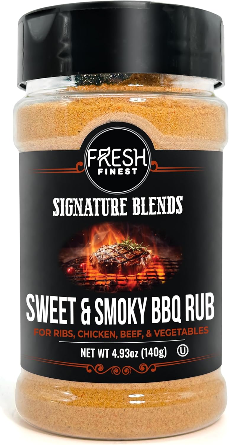 Fresh Finest Sweet & Smoky BBQ Rub - 4.93oz (140g) - Rich, Authentic, Kosher, All-Natural, Non-GMO, Gluten-Free