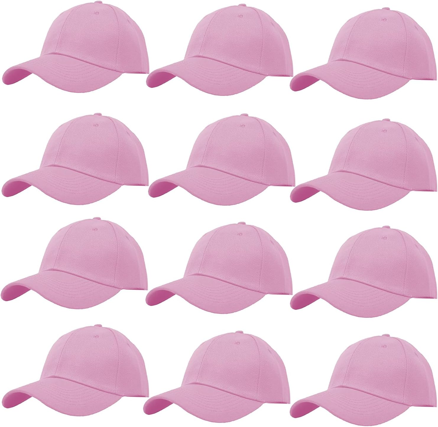 Glory Max Wholesale 12-Pack Plain Baseball Cap Adjustable Solid Blank Curved Visor Hat