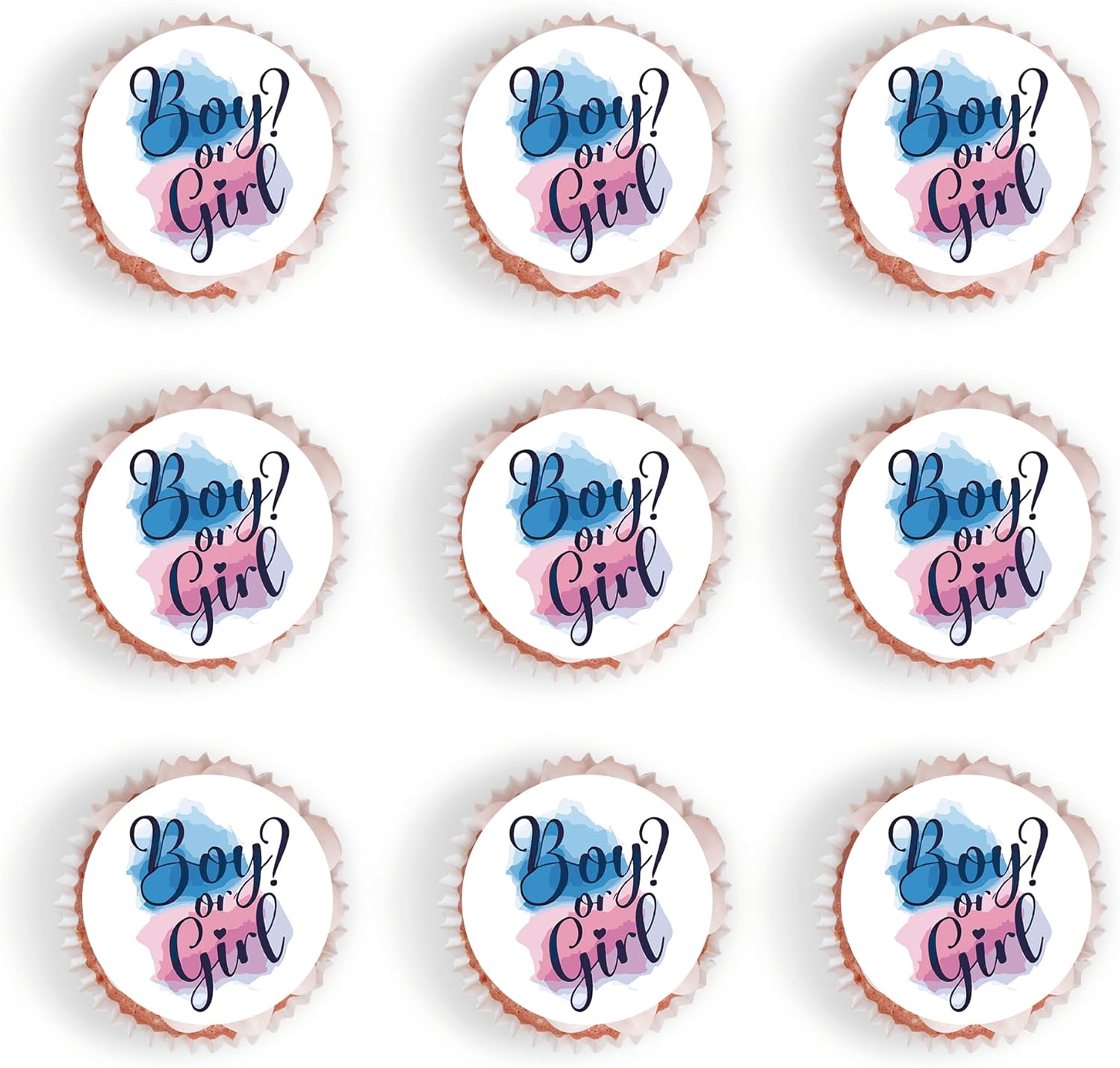 40Pcs Edible Gender Reveal Boy and Girl Cupcake Toppers Picks Wafer Paper Baby Shower Gender Reveal Question Mark Cake Topper Decorations for Birthday Party Cake Decorations Supplies