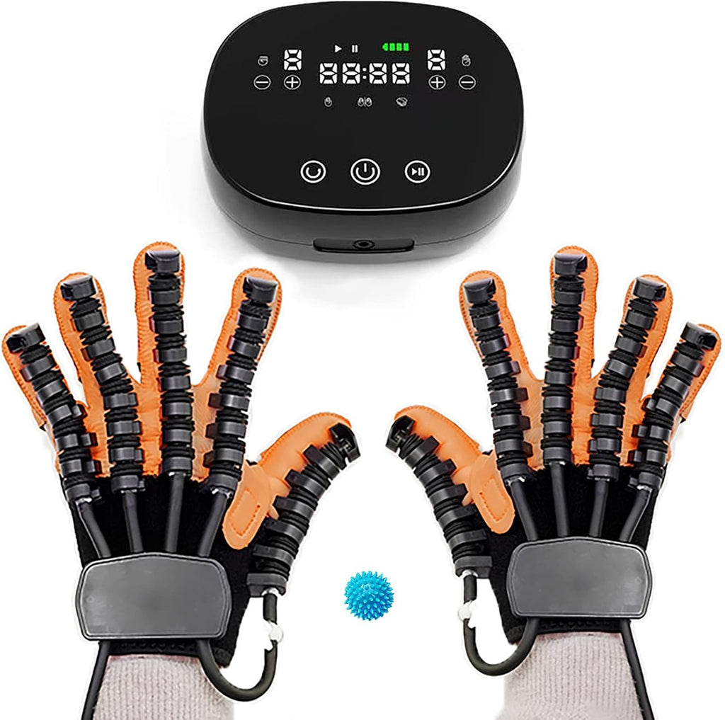 Self-Training Rehabilitation Robot Gloves, Finger Exercises and Rehabilitation Orthosis Splint Auxiliary Gloves, Minimize Spasticity(Size:M Code,Color:Both Hand)