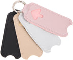 Beavorty 4Pcs PU Chapstick Holder Leather Keychain Lipstick Sleeves Keychain Lipstick Holder Lip Balm Holders