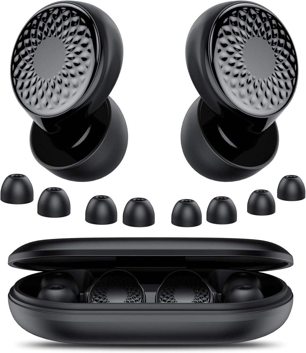 Ear Plugs for Sleeping Noise Cancelling, 50dB Soft Earplugs for Concert, Reusable Ear Plugs for Noise Reduction with Case & 8 Eartips, for Sleeping, Concert, Working, Studying, Traveling (Black)