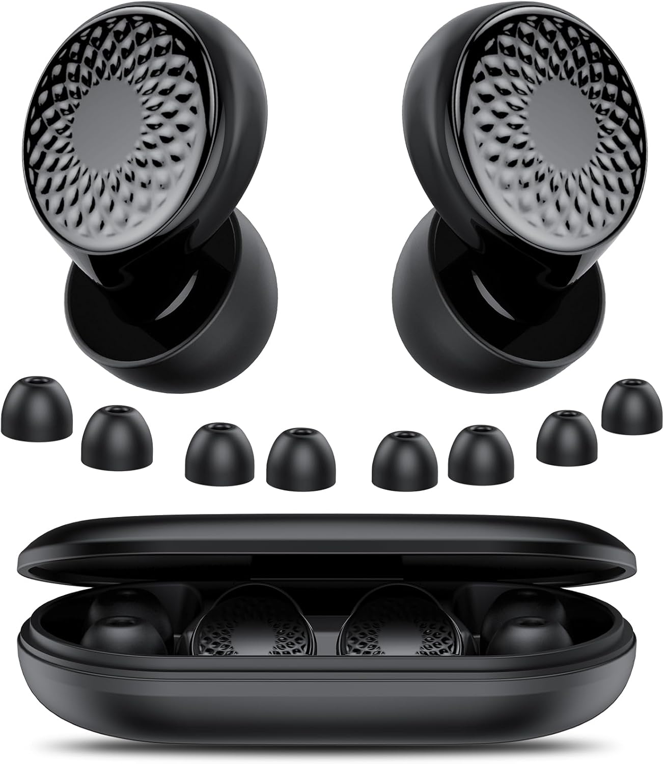 Ear Plugs for Sleeping Noise Cancelling, 50dB Soft Earplugs for Concert, Reusable Ear Plugs for Noise Reduction with Case & 8 Eartips, for Sleeping, Concert, Working, Studying, Traveling (Black)