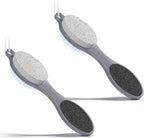 2 Pieces 4 in 1 Pedicure Tool Foot Scrubber Brush Foot File Callus Remover with Foot Rasp, Pumice Stone, Nail Cleaning Brush and Sand Paper for Dry and Wet Foot Care Dead Skin Remover (Gray)