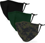 weddingstar 3 Pack Kid's 3-Ply Washable Cloth Face Mask Reusable and Adjustable with Filter Pocket - Camo