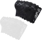 Jeffdad Lace Tube Top Bra, Strapless Lace Bralettes for Women Stretchy Tube Top Bra for Low Neckline Cleavage Cover