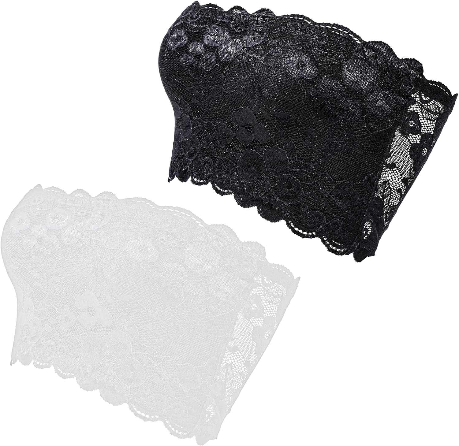 Jeffdad Lace Tube Top Bra, Strapless Lace Bralettes for Women Stretchy Tube Top Bra for Low Neckline Cleavage Cover
